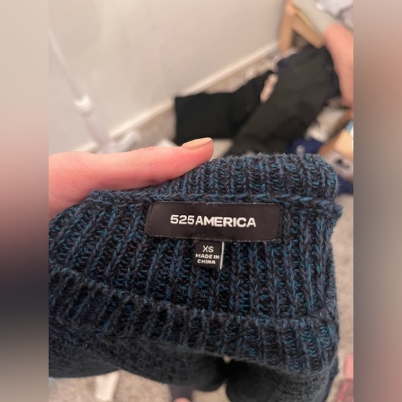 525 America Shaker Stitch Crew Neck Sweater Blue/Black Marled Extra Small - Picture 2 of 3